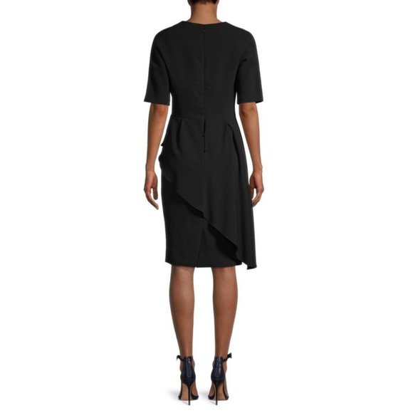 NWT Teri Jon Crepe Asymmetrical Peplum Dress 2 - Picture 2 of 6